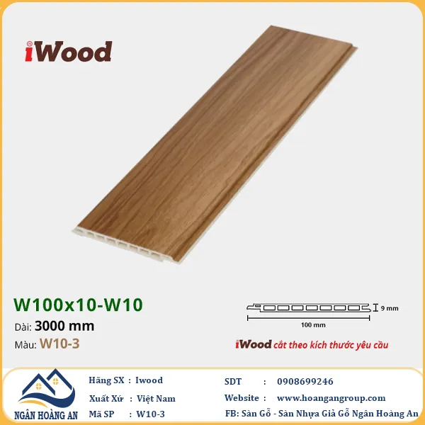 Tấm Nano Hèm V Giả Gỗ Ốp Tường Ốp Trần Iwood W10